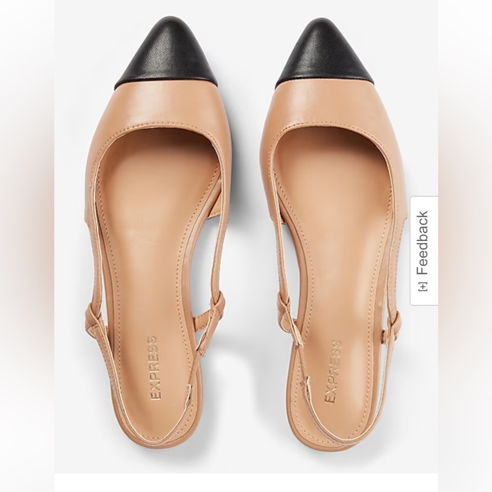 Express two-tone sling back black heels